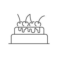 Cherry Cake thin line icon. Outline dessert sign. Sweet food linear pictogram with different stroke width. Simple vector symbol, transparent backdrop