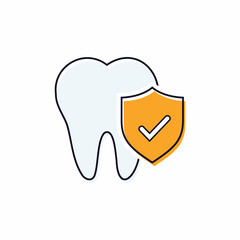Dental Care icon. Dental Shield Tooth Protection. Healthy teeth and shield, anti-caries and protection bacteria