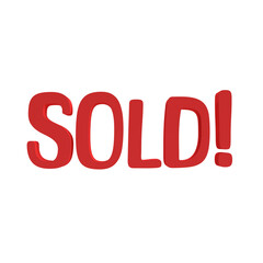Sold text illustration. Isolated 3d text.