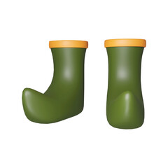 Green And Orange Boot Or Shoes Element In 3D Renering.