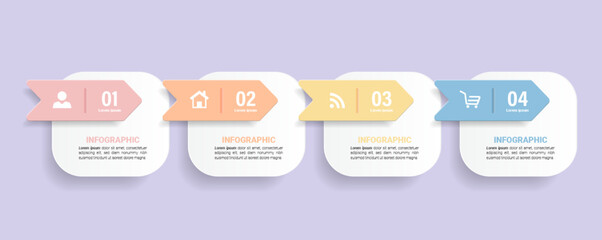  Four steps business infographics template vector.