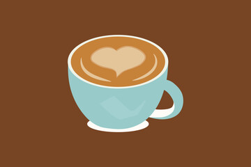 Cup of coffee with heart shape symbol