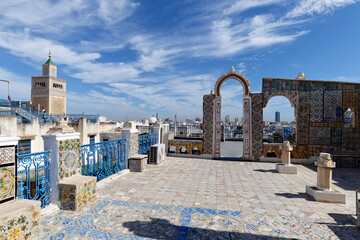 View of the Old Medina of Tunis, Unesco. Around 700 monuments, including palaces, mosques,...
