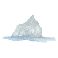 Abstract landscape with iceberg. Watercolor hand drawn illustration isolated on white background. Hand painted clipart for design projects.