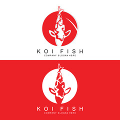 Koi Fish Logo Design, Ornamental Fish Vector, Aquarium Ornament Illustration Brand product