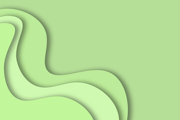 fresh green empty background with 3d paper cut wavy layers