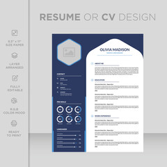 Professional modern and minimal resume or cv design template. Attractive online curriculum template