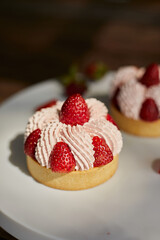 Close up strawberry tarts