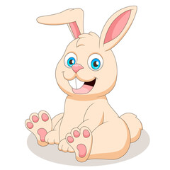 Cute little bunny cartoon sitting. Vector illustration