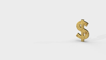 Gold 3d dollar render minimalistic simple symbol design isolated on white background. Forex Trading concept. Currency 3D rendering Illustration. Copy space