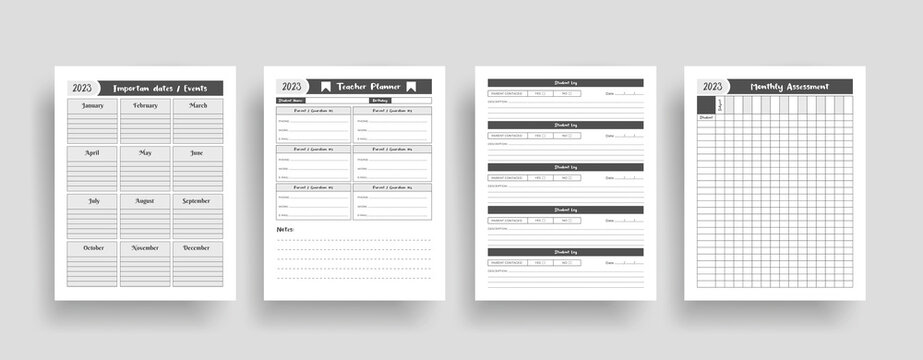 Teacher planner kdp interior design. printable logbook