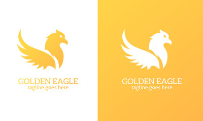 Golden eagle logo template with simple wings