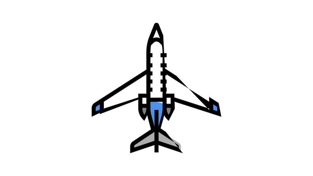 jet airplane color icon animation