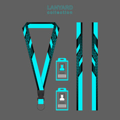 Black Blue Lanyard Template Set. which is combined with a hexagon background for all company