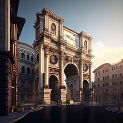 Fototapeta na wymiar Beautiful street of Rome, Italy. Abstract illustration.. Ai generated