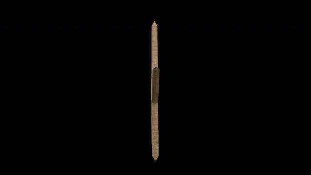 3D animation stars from wood rotating seamless looping on transparent background using alpha channel
