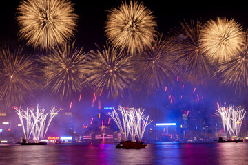 Firework over Victoria Harbor, Hong Kong