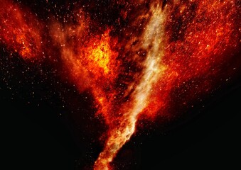 Fototapeta na wymiar 3d illustration of swirling red flames in storm concept