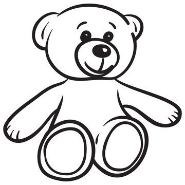 monochrome cartoon teddy bear. vector graphic