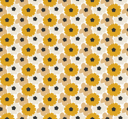 Abstract Small Peony Florals Hand Drawn Retro Flowers Seamless Vector Pattern Trendy Fashion Colors Perfect for Allover Fabric Print or Wrapping Paper