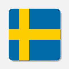 Flag of Sweden flat icon. Square vector element with shadow underneath. Best for mobile apps, UI and web design.