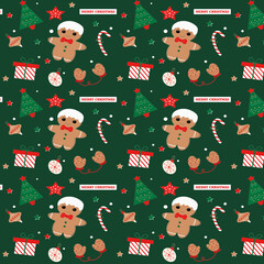 green Christmas and New Year's pattern 