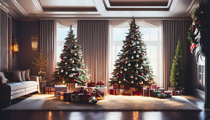 Christmas tree in a home room