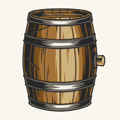 Wooden barrel vintage colorful emblem