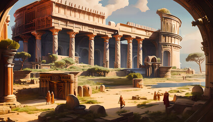 Artistic concept illustration of a Roman hipodrome, background illustration.