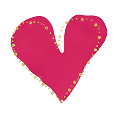 Pink Watercolor Heart With Gold Glitter