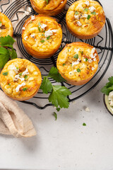 Vegetarian healthy egg muffins with mushroom, spinach and cheese for Breakfast