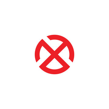 letter xt cross circle geometric logo vector