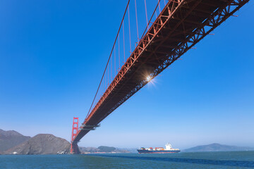 USA, famous Golden Gate suspension bridge bridge in San Francisco, California.