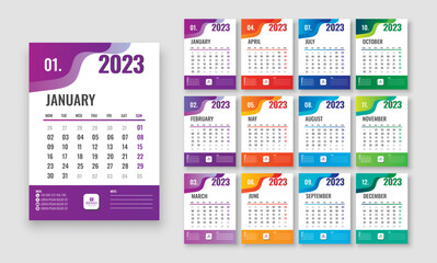 Desk calendar design for 2023 year. Calendar design template 2023.