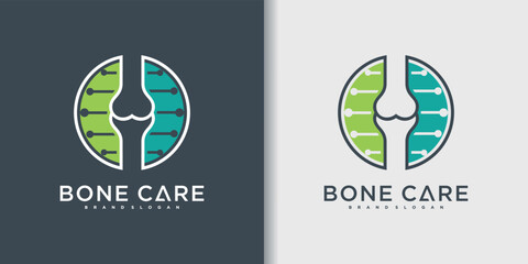 Modern knee bones and joints care protection logo design Premium Vektor