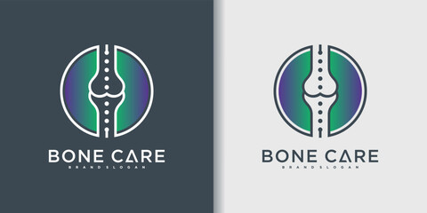 Modern knee bones and joints care protection logo design Premium Vektor