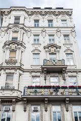 Facade of an old classic building in Vienna, Austria