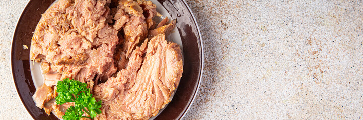 fish tuna canned seafood snack meal food snack on the table copy space food background rustic top view