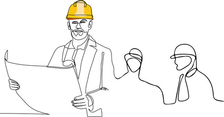 Construction manager and engineer working on building site