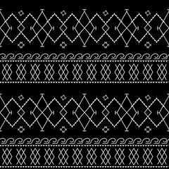 Ukrainian monochromatic ethnic seamless background. Checkered textures in black and white colors. Seamless striped pattern in Slavic style. Ornamental decorative texture. Vector illustration 