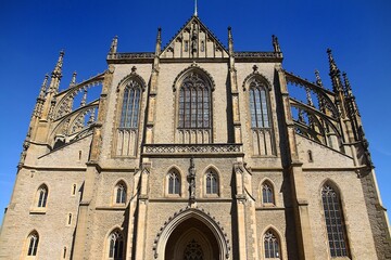 Saint Barbara's gothic Cathedral in Kutna Hora - Czechia blue sky sunny weather summer time - obrazy, fototapety, plakaty
