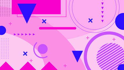 Abstract geometric background with Memphis style and basic shape pattern. Abstract pop art color paint splash pattern background. Memphis geometry background