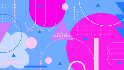 Obraz premium Trendy blue and red pink gradient geometric shape background in memphis style