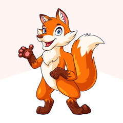 Cartoon cute little fox on white background