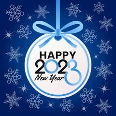 Obraz na płótnie Canvas Happy New Year 2023 Blue Greeting Card template vector illustration