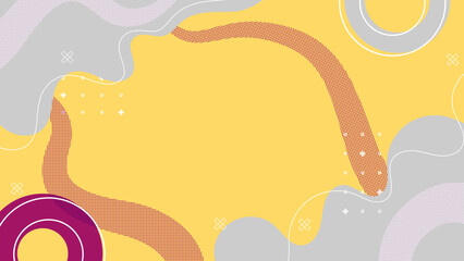 Cool trendy background design with memphis style and abstract shapes. Colorful modernism. Minimal geometric shapes composition. Futuristic patterns with pop art funky colors.