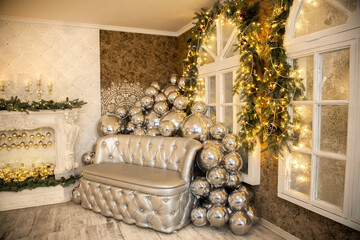 christmas decoration on the wall wallpaper tree interior