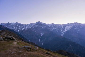Landscape of the mountains during sunrise.