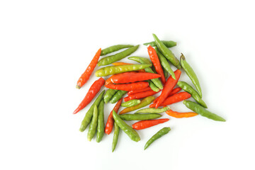 Spicy Thai Chili vegetables isolated on white background