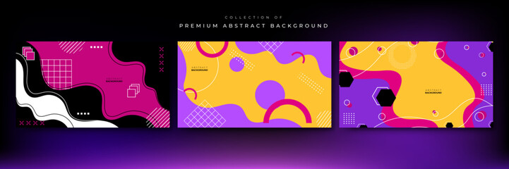 Memphis geometric abstract shapes background vector . Retro trendy halftone vector elements design for advertisement, Wallpaper, commercial and sale banner, poster. Vector illustration.